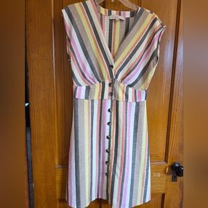 LOFT Multicolor Striped Midi Dress
